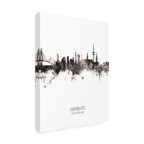 Michael Tompsett 'Hamburg Germany Skyline Portrait II' Canvas Art,14x19